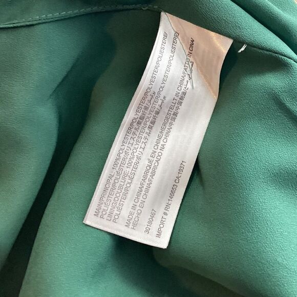 Keepsake The Label Green Satin Wrap Dress | Ruffle Short Sleeve Mini | Size L - Picture 14 of 15